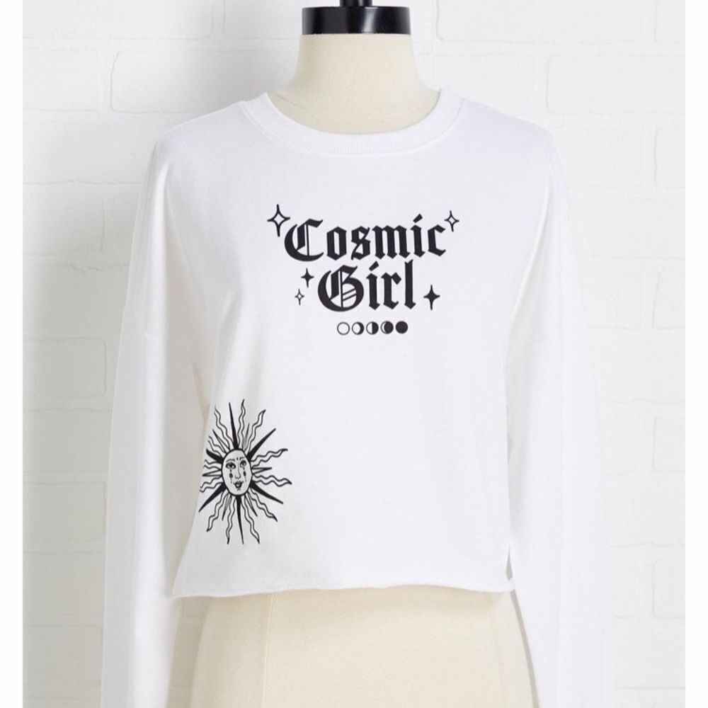 Miss Chievous White Crop Sweatshirt